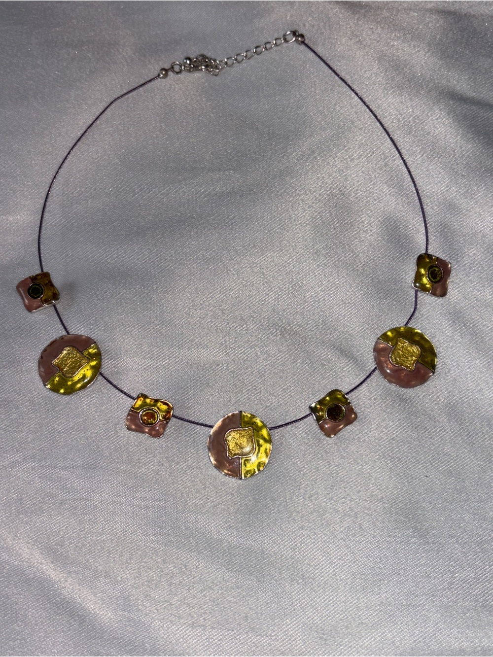 Boho Geometric Statement Necklace Gold Copper Tone Artsy Y2K